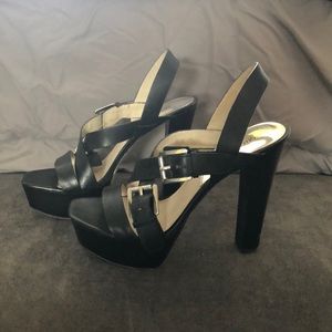 Black leather platform